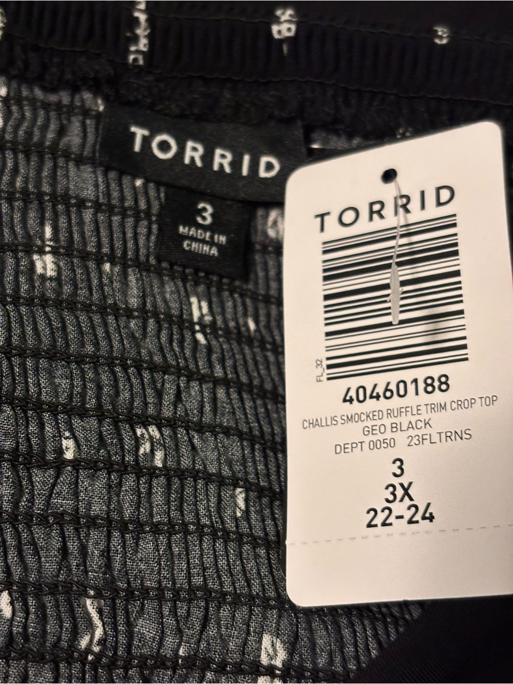 NWT Torrid Challis Smocked Ruffle Trim Top | Size 3X | Boho | Coastal Cowgirl - Picture 6 of 7